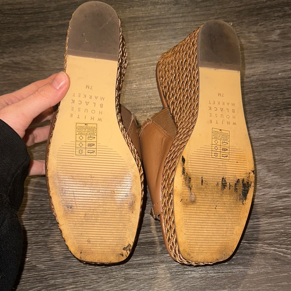 White House Black Market Brown Studded Wedge Sandals - Picture 6 of 6